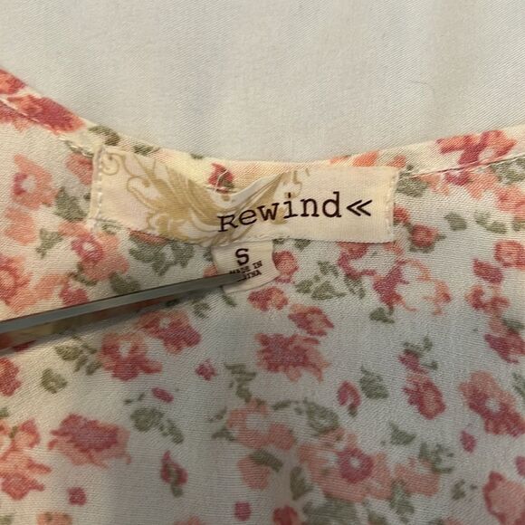 Rewind szS cold shoulder eyelet bodice ruffled short sleeves and hem lined EUC - Picture 4 of 13